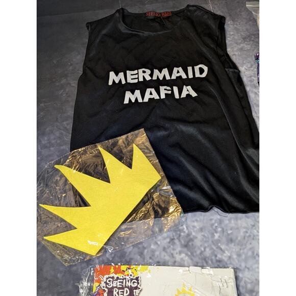 Seeing Red Mermaid Mafia Mens M Funny King Triton Atlantis Halloween Costume - Picture 5 of 12